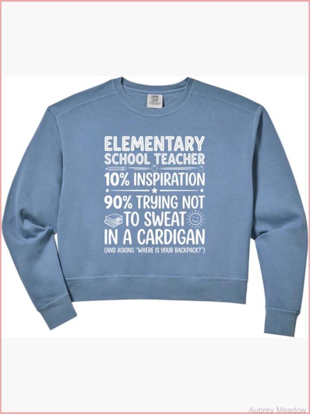 Funny Teacher Cardigan Crop Sweatshirt Long Sleeve Cotton Blend